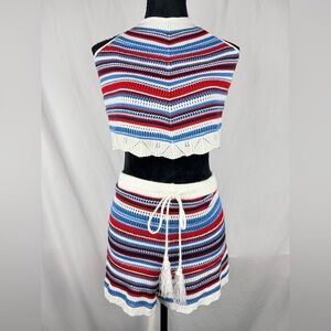 NOBO 2 Piece Crop Top and Shorts Knit Stripped Outfit for Summer